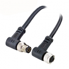 Cable Assembly, A Code - M8 8pins A code male right angle to female straight molded cable, unshielded, PVC, -10°C~+80°C, 26AWG 0.14mm²